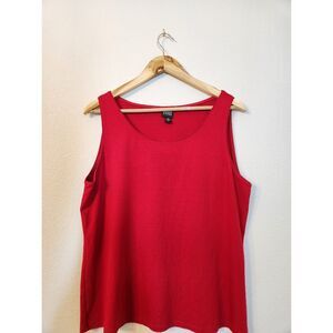 Eileen Fisher Red Scoop Neck Sleeveless Tank Top | Size L